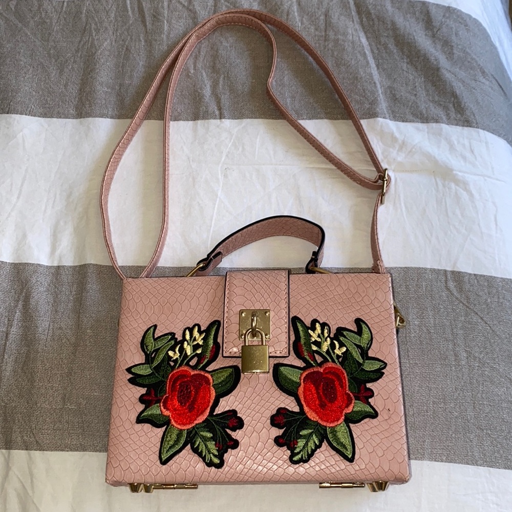 Pastel Pink patch detailed box crossbody purse